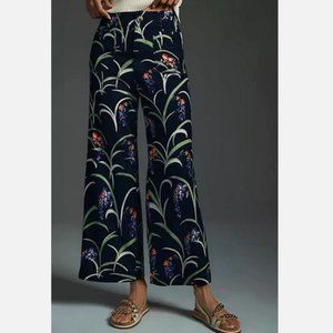 Anthropologie Maeve 26 NWT The Colette Cropped Wide-Leg Pants Blue Floral New